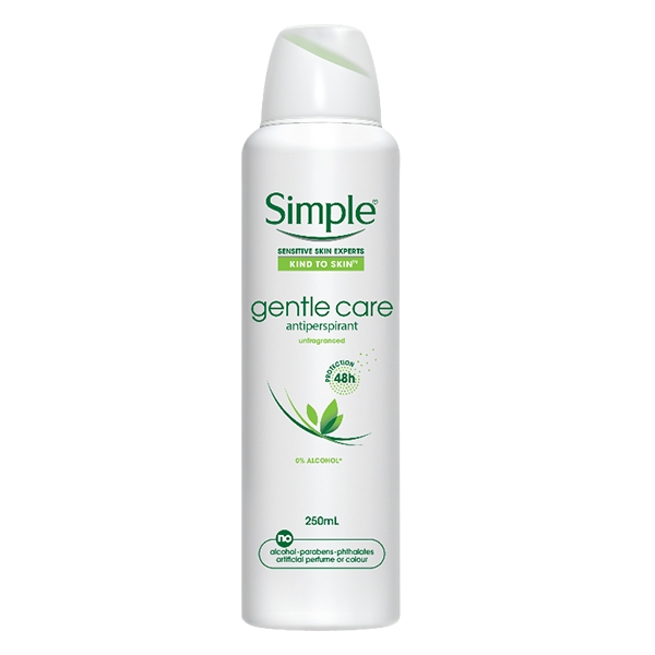 اسپری ضدتعریق سیمپل مدل Gentle Care تأیید شده توسط متخصصین پوست (حجم ۲۵۰ میلی‌لیتر)
